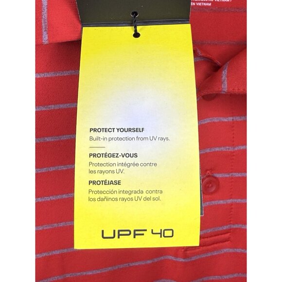 NWT Under Armour Men's Small Playoff Polo Tour Stripe Red Golf Shirt UPF‎ 40 - Picture 7 of 14